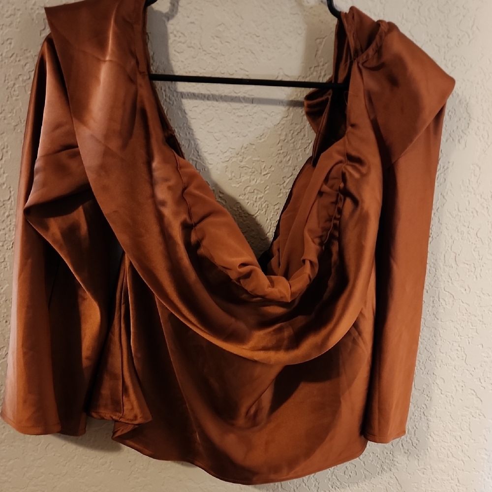 Forever 21 Brown Asymmetrical Ruched Sleeveless Blouse